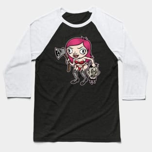 Cute Girl with Ax creepy cute horror Graphic Baseball T-Shirt